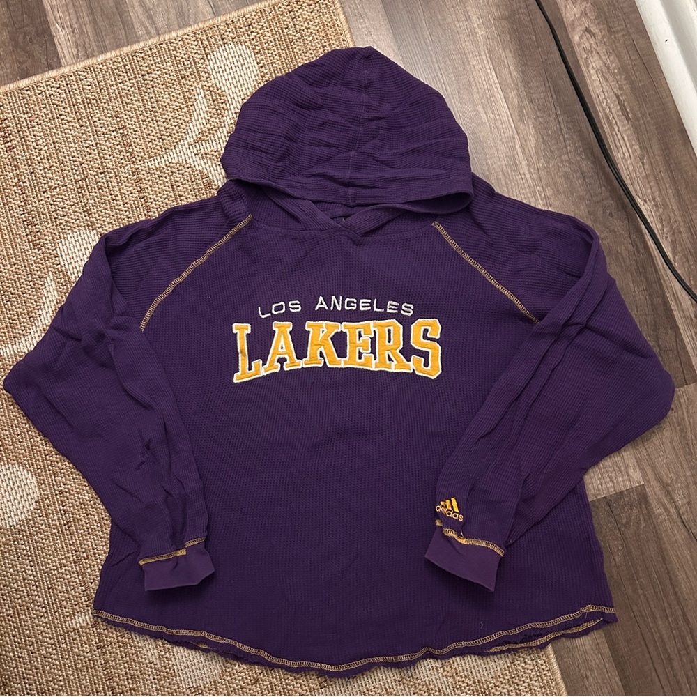 Adidas Purple Lakers Waffle Knit Hoodie